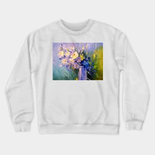 A bouquet of morning flowers in a glass Crewneck Sweatshirt